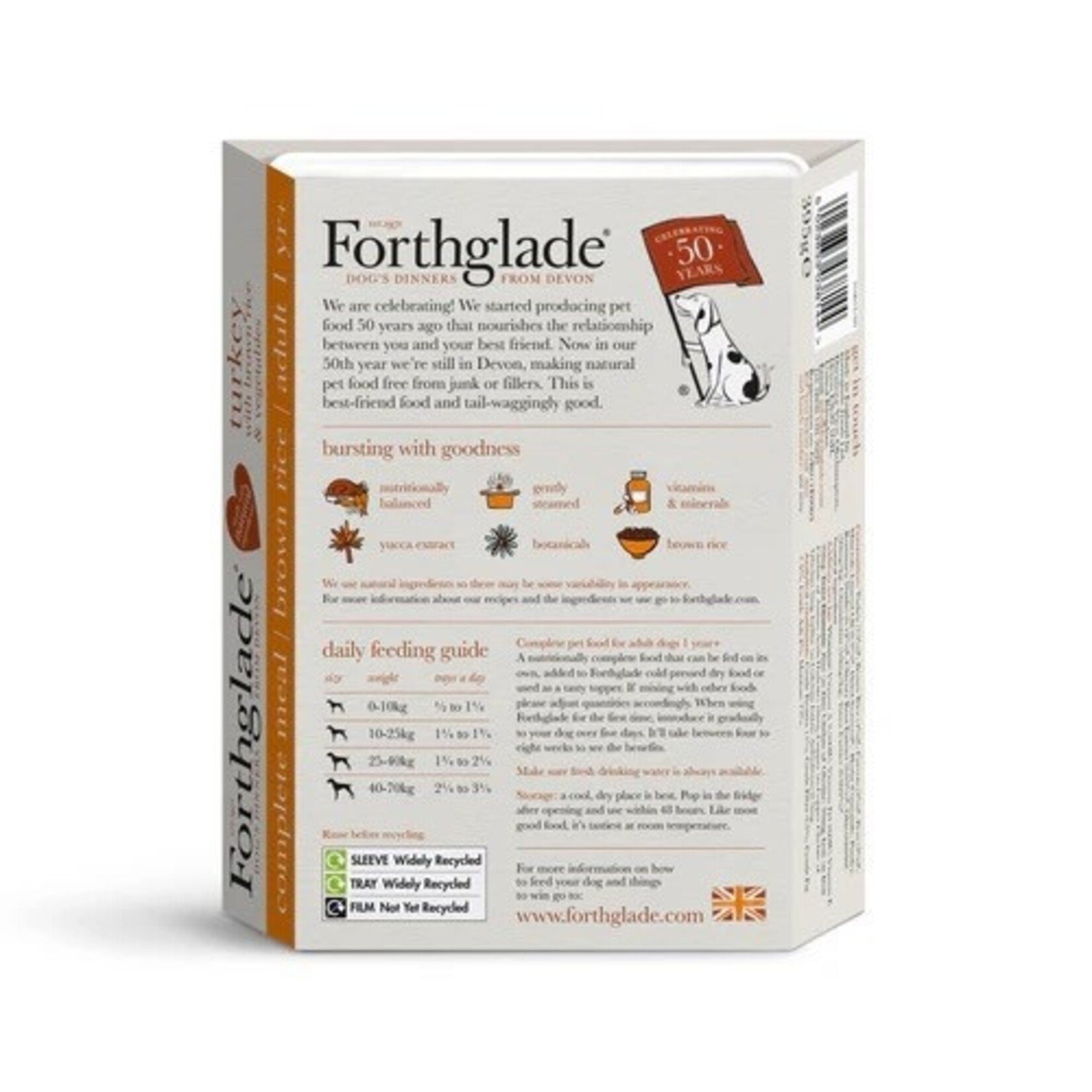 Forthglade Complete Adult Turkey with Brown Rice & Veg Wet Dog Food,  395g
