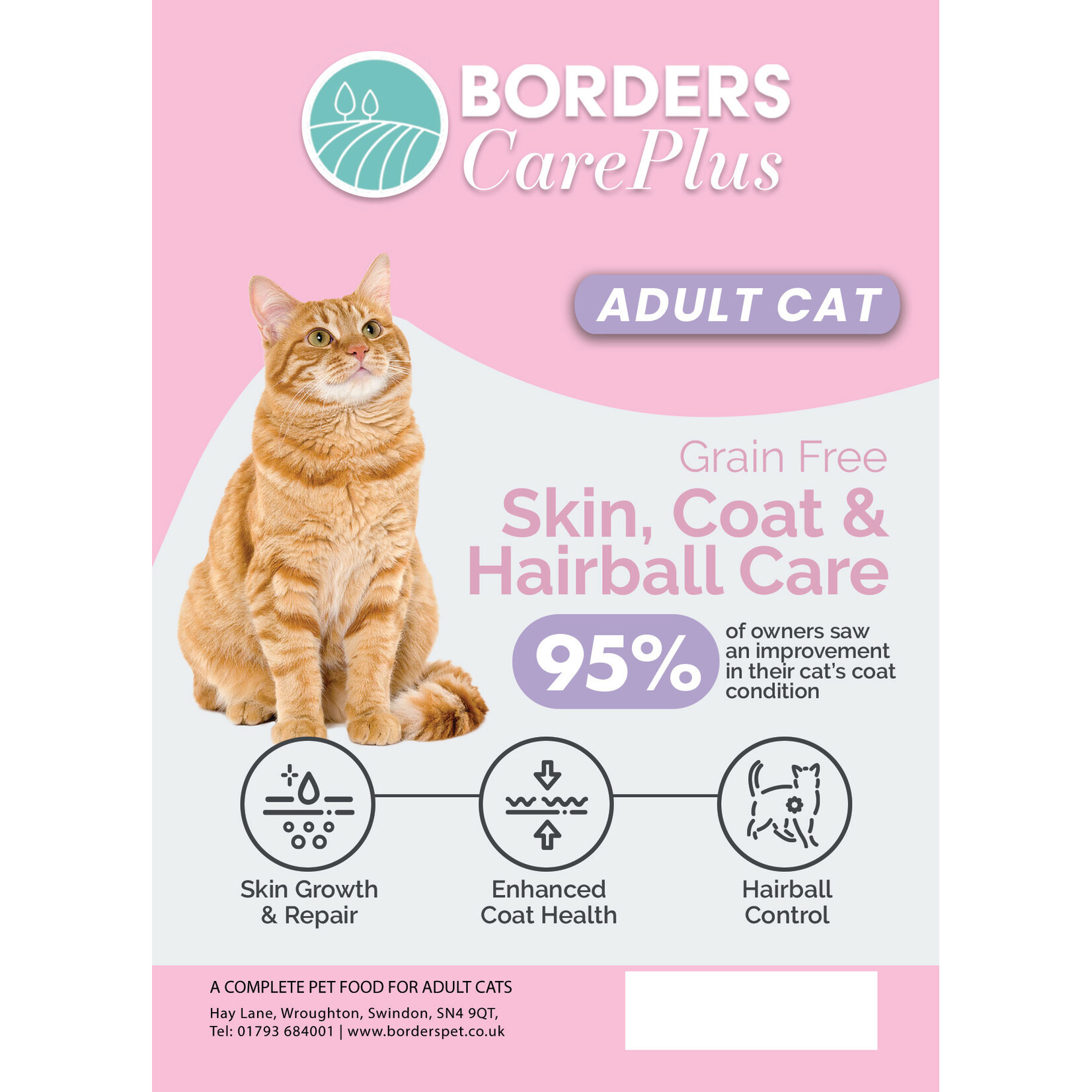 Borders CarePlus Grain Free Skin, Coat & Hairball Care Adult Cat Food