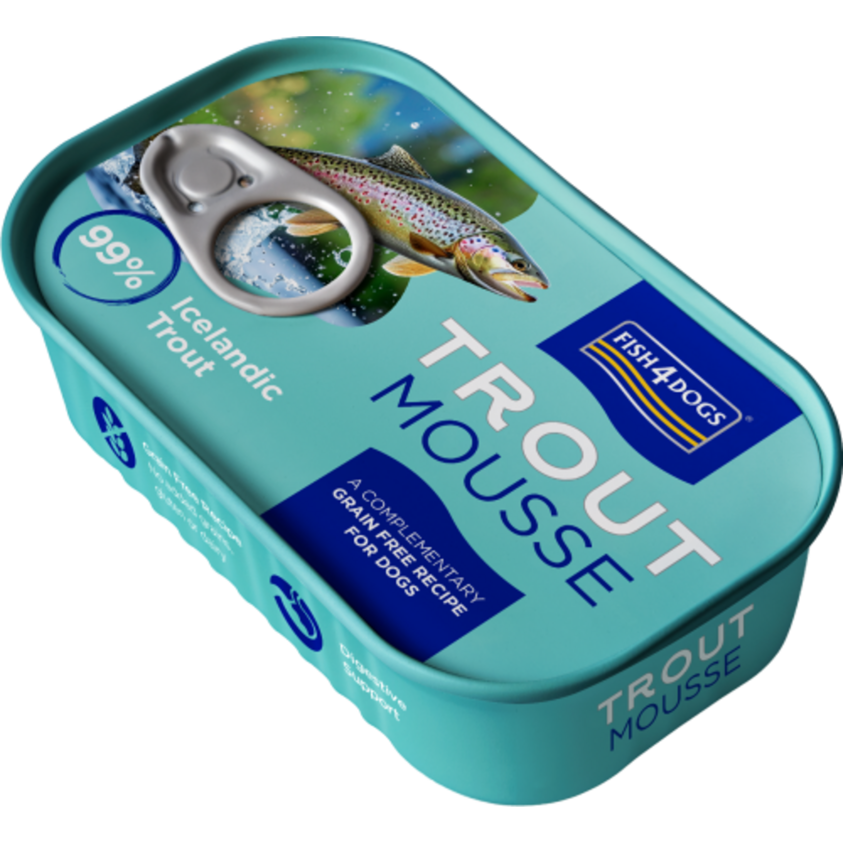 Fish4Dogs Finest Wet Dog Food Trout Mousse, 90g can