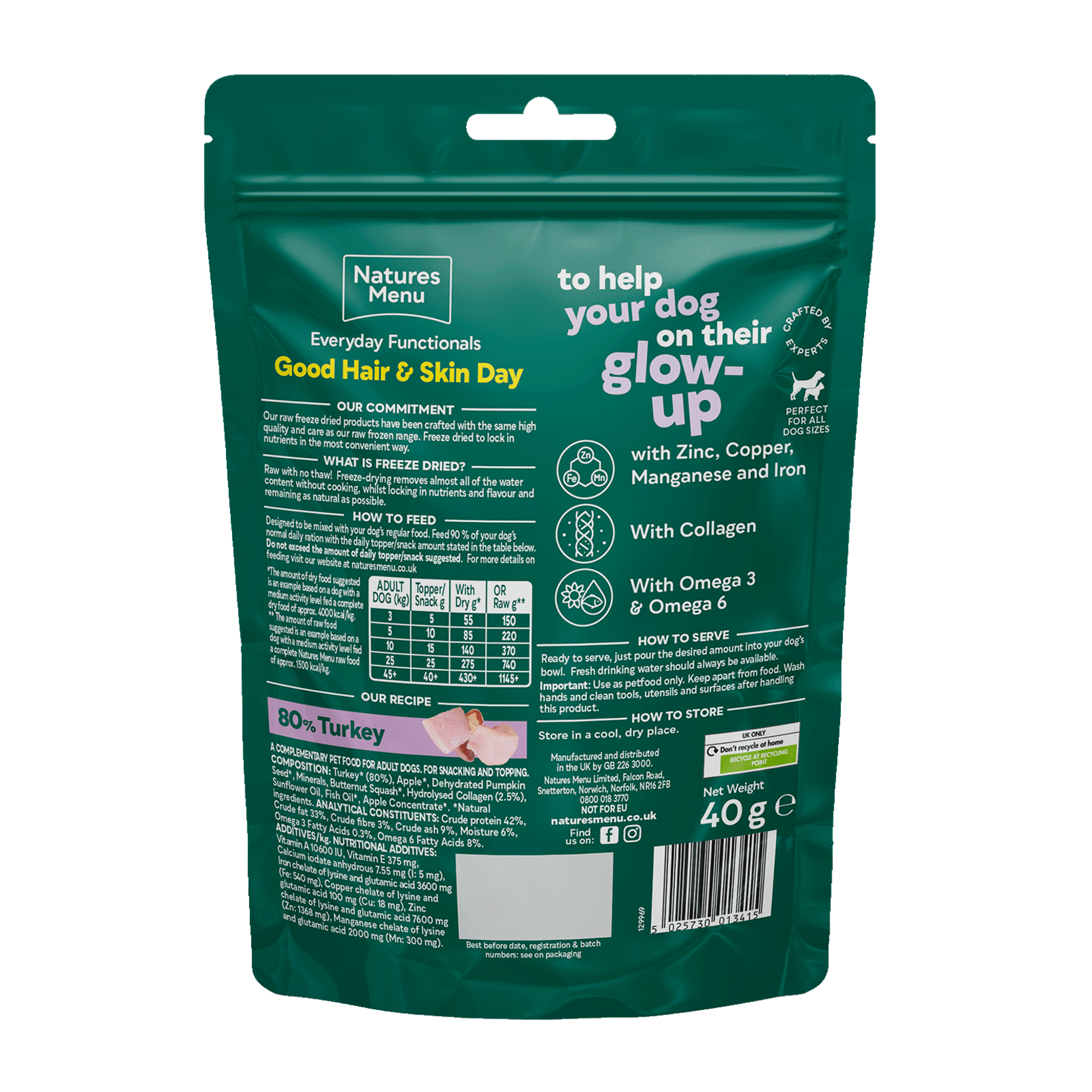 Natures Menu Everyday Functionals Good Hair & Skin Day Freeze Dried Dog Treats