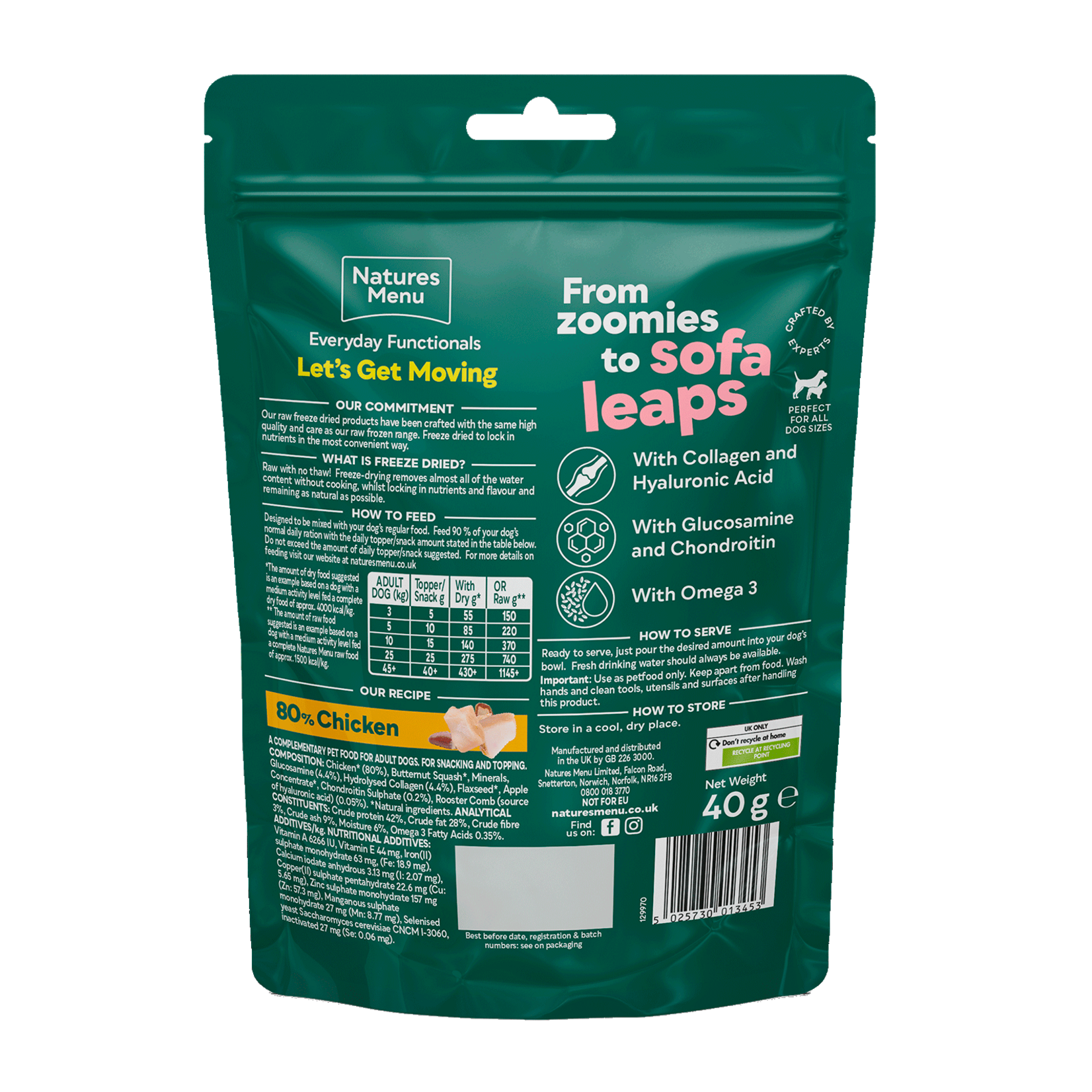 Natures Menu Everyday Functionals Let’s Get Moving Freeze Dried Dog Treats