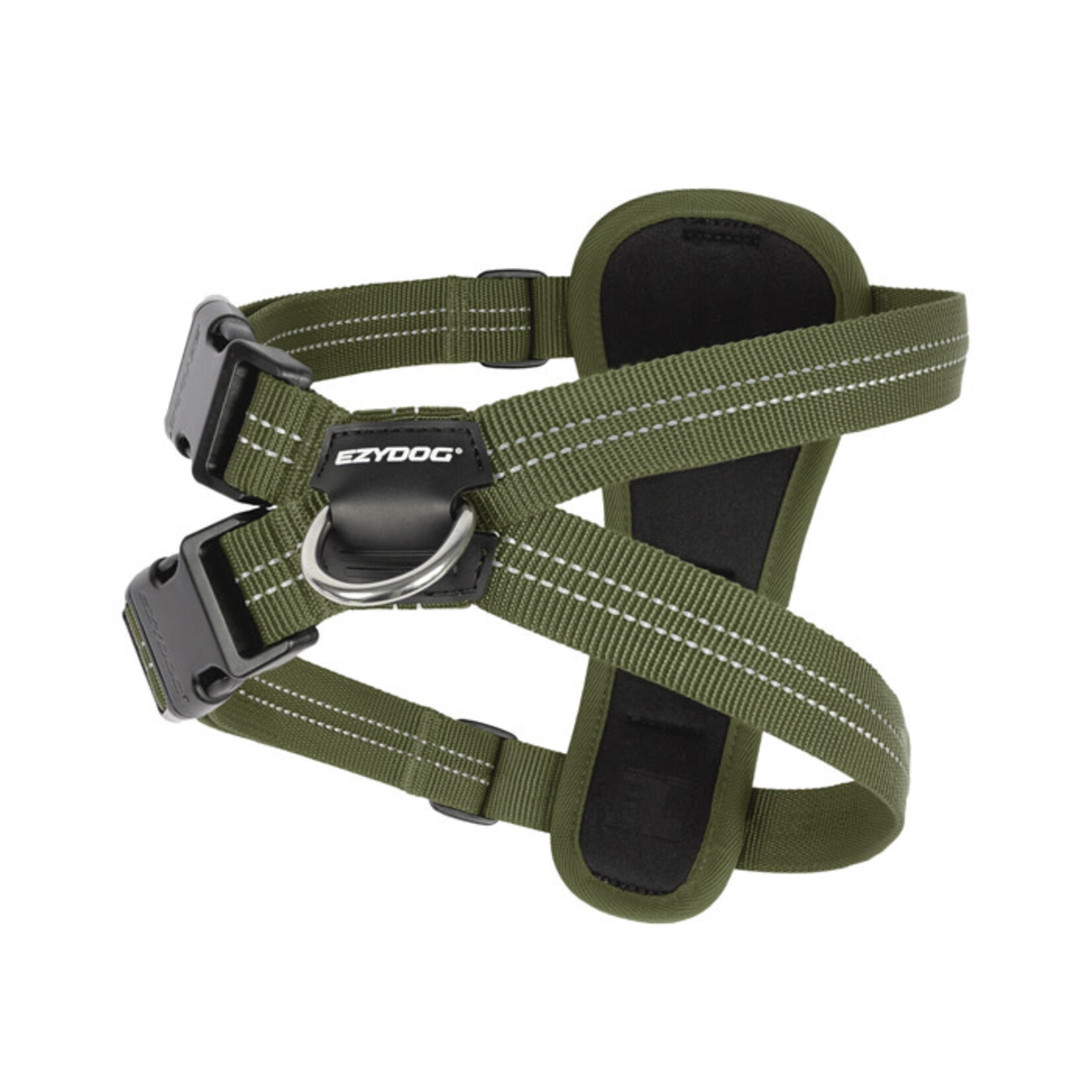 EzyDog Essential Chest Plate Dog Harness with Seat Belt Attachment, Green