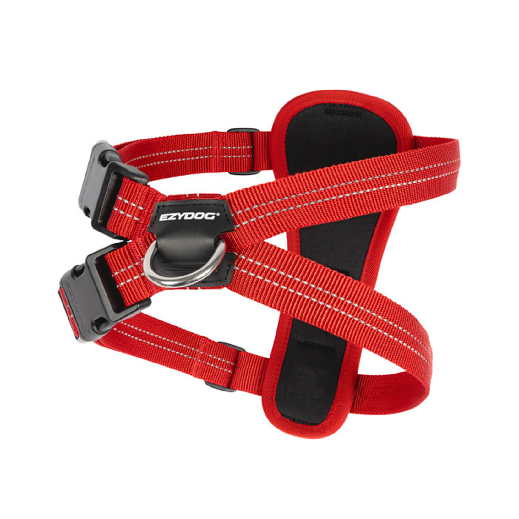 EzyDog Essential Chest Plate Dog Harness with Seat Belt Attachment, Red