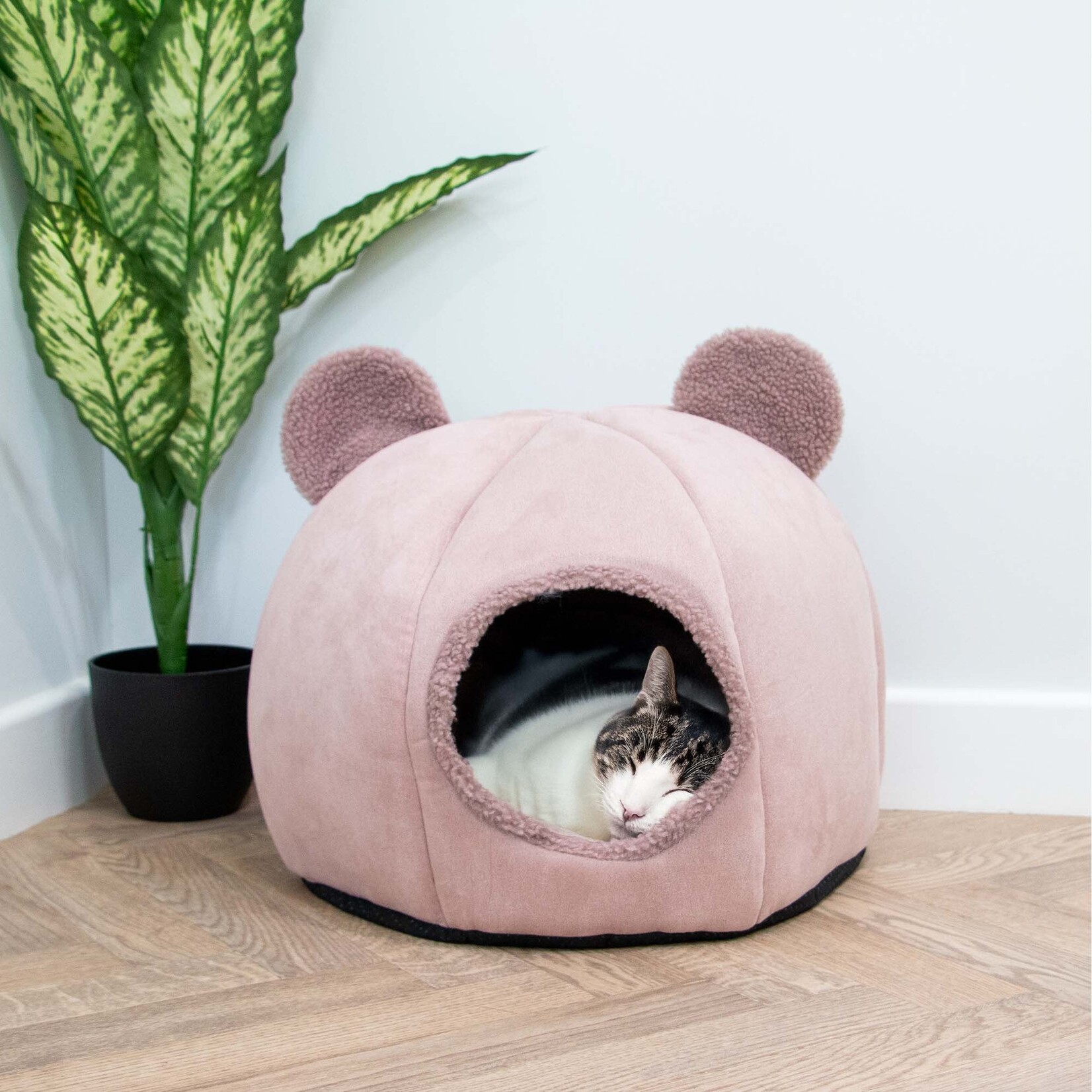 Ancol Teddy Bear Ear Cave Cat Bed