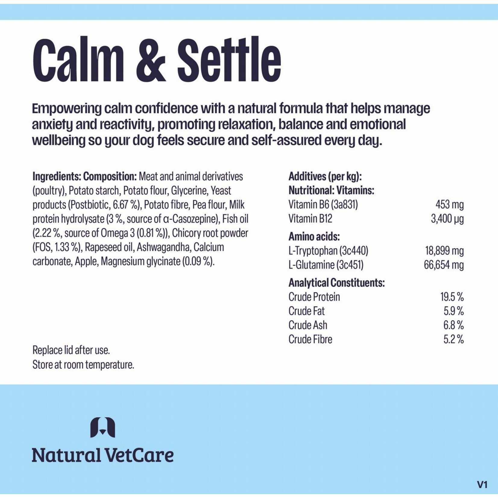 Natural VetCare Calm & Settle Dog Supplements for Anxiety & Stress, 50 Chews 225g