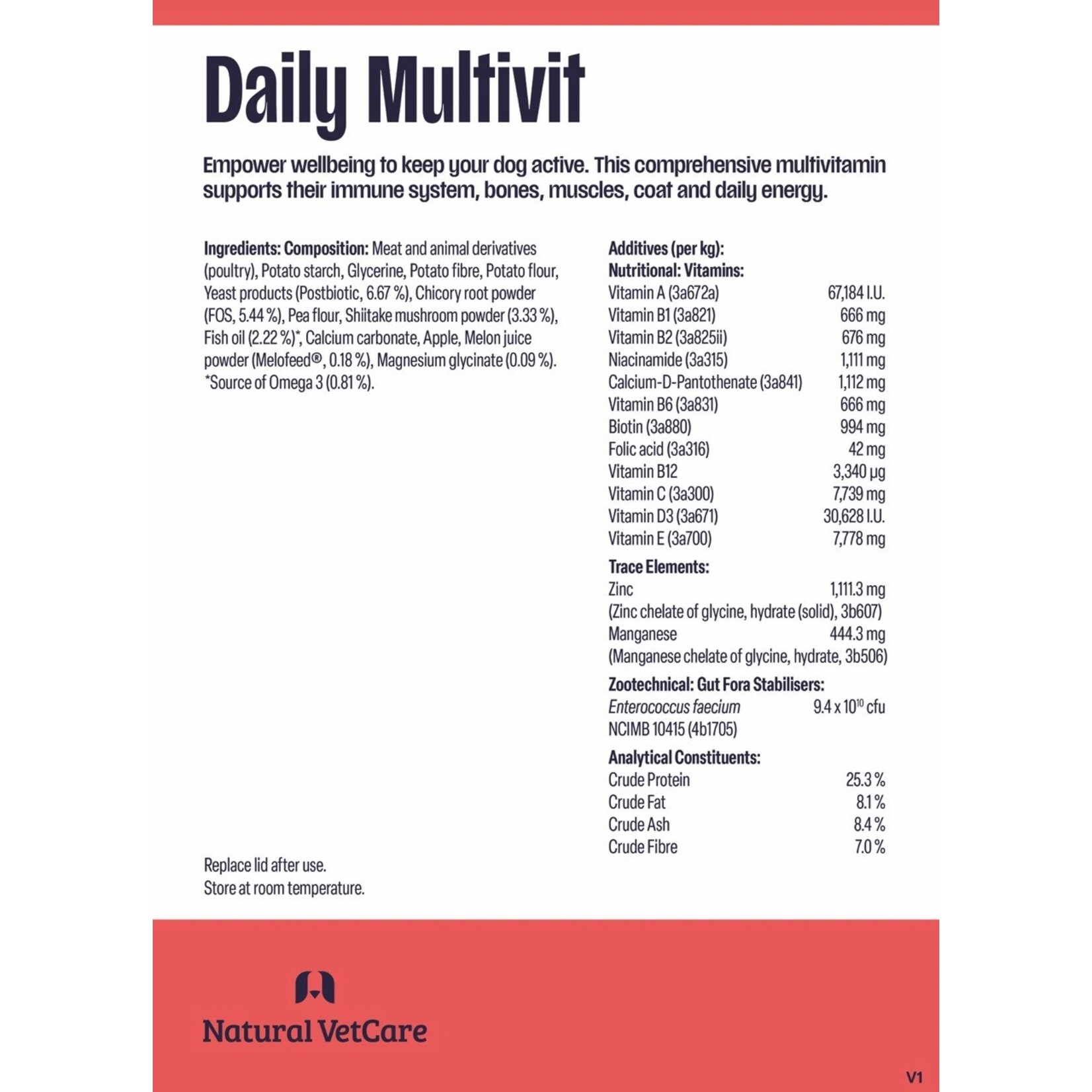Natural VetCare Daily Multivit Dog Multivitamins, 50 Chews 225g