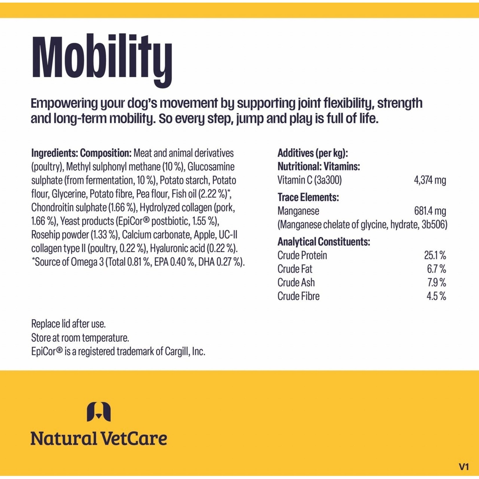 Natural VetCare Mobility Dog Supplement for Joint Flexibility, 50 Chews 225g
