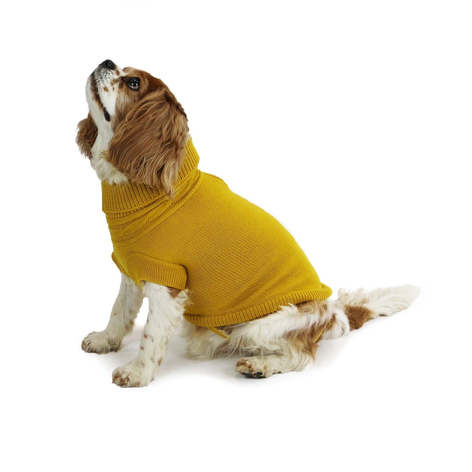 Ancol Cable Knit Dog Jumper, Mustard Yellow