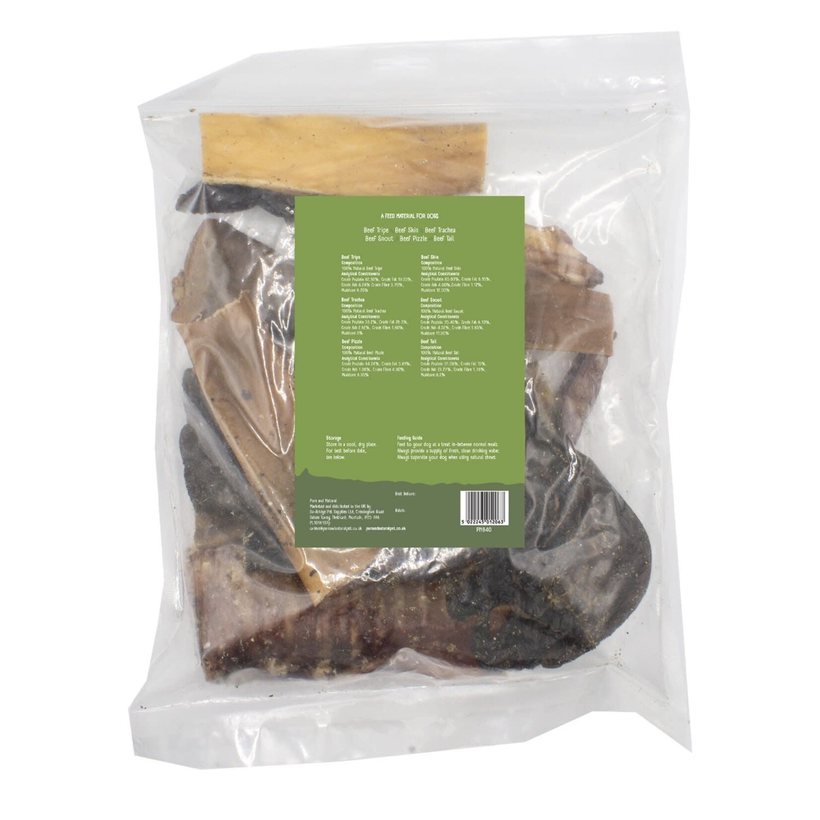 Pure & Natural Natural Dog Treats Beef Variety Pack Doggy Bag, 500g