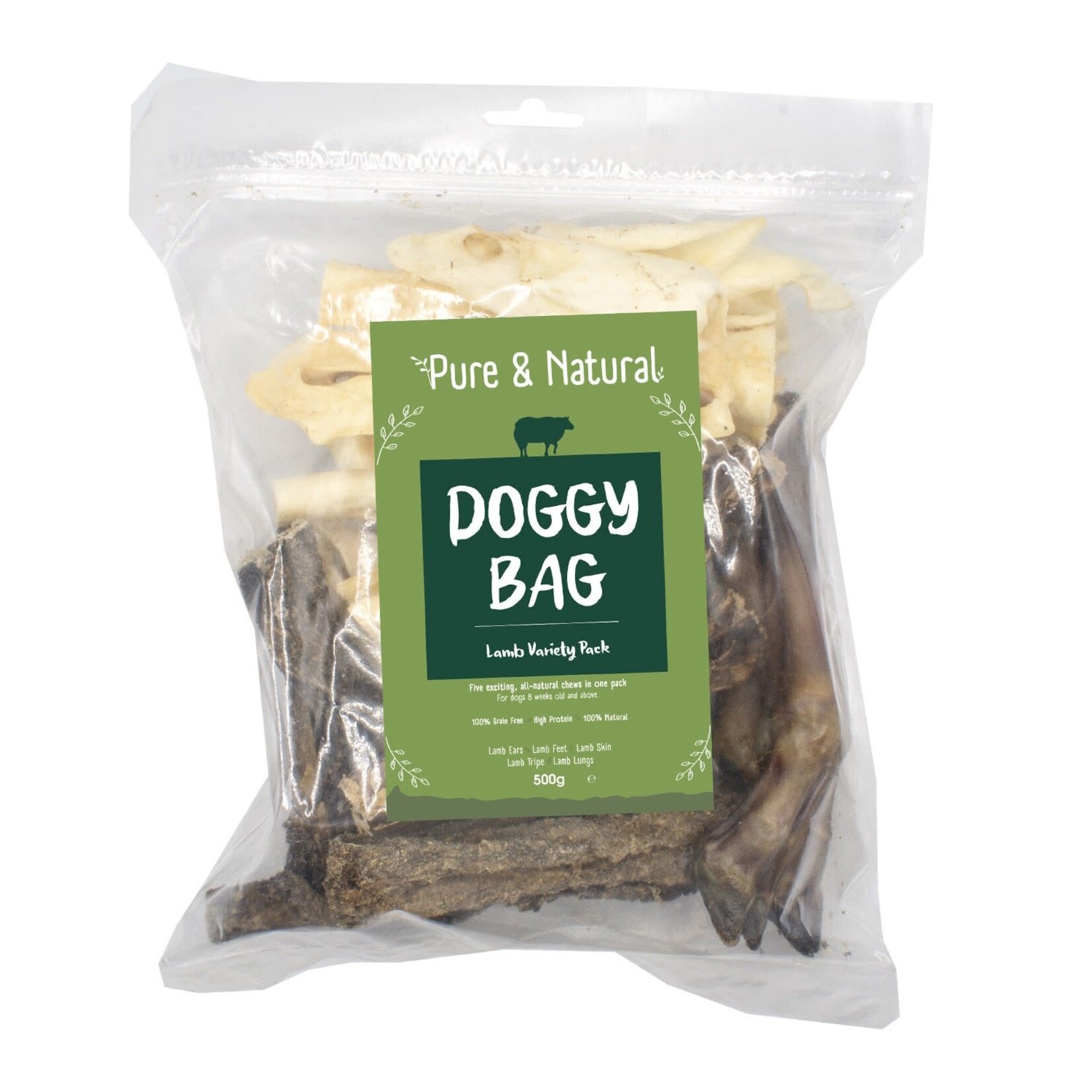Pure & Natural Natural Dog Treats Lamb Variety Pack Doggy Bag, 500g