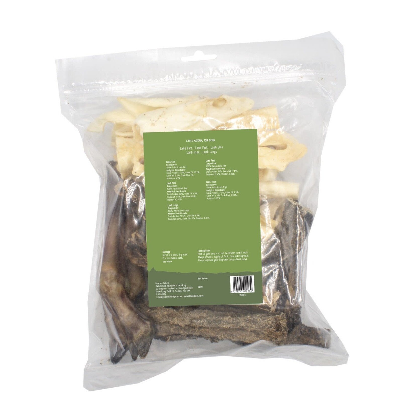 Pure & Natural Natural Dog Treats Lamb Variety Pack Doggy Bag, 500g