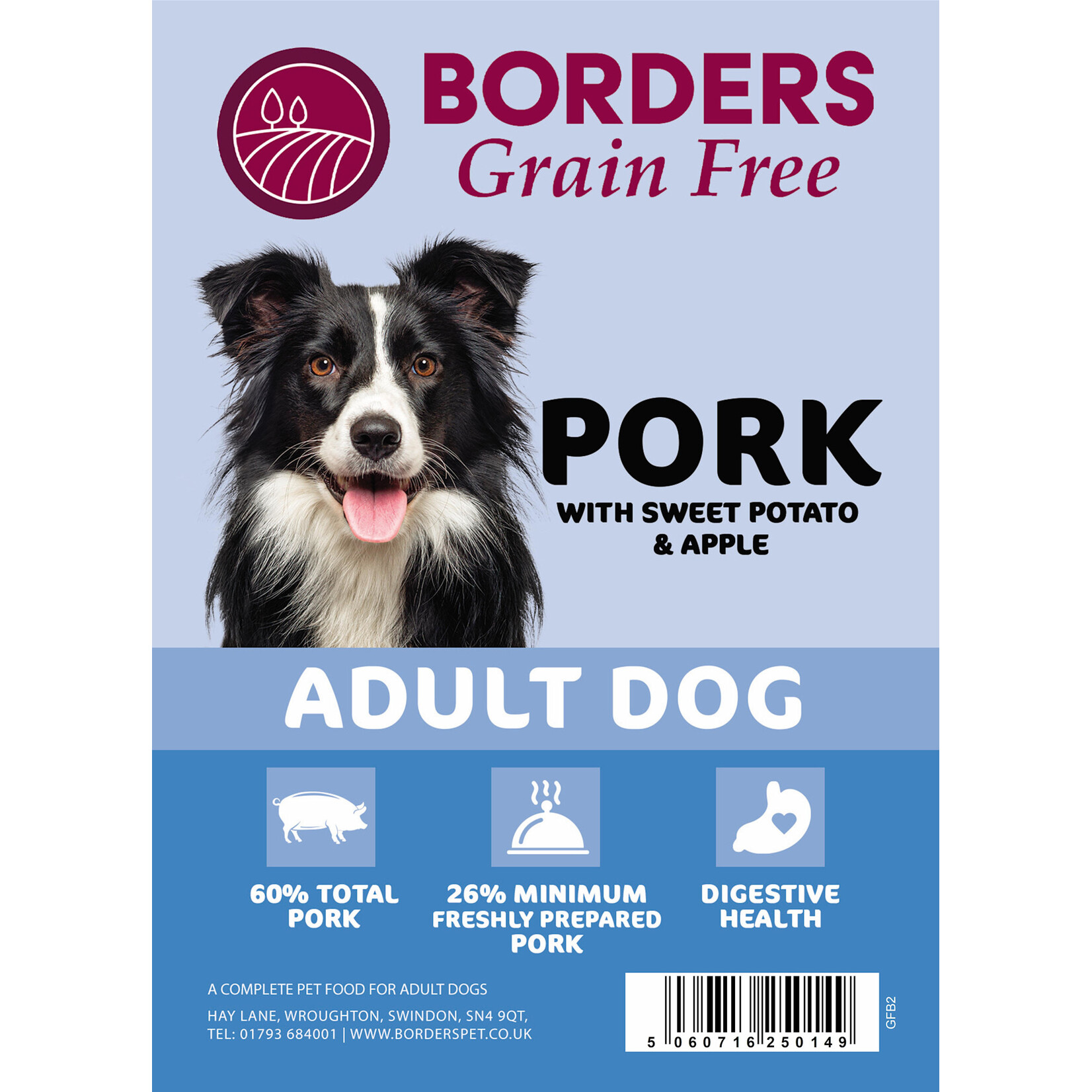 Borders Grain Free Adult Dog Dry Food with Pork, Sweet Potato & Apple
