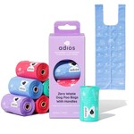 adios Compostable Dog Poo Bags with Handles On a Roll, Rainbow