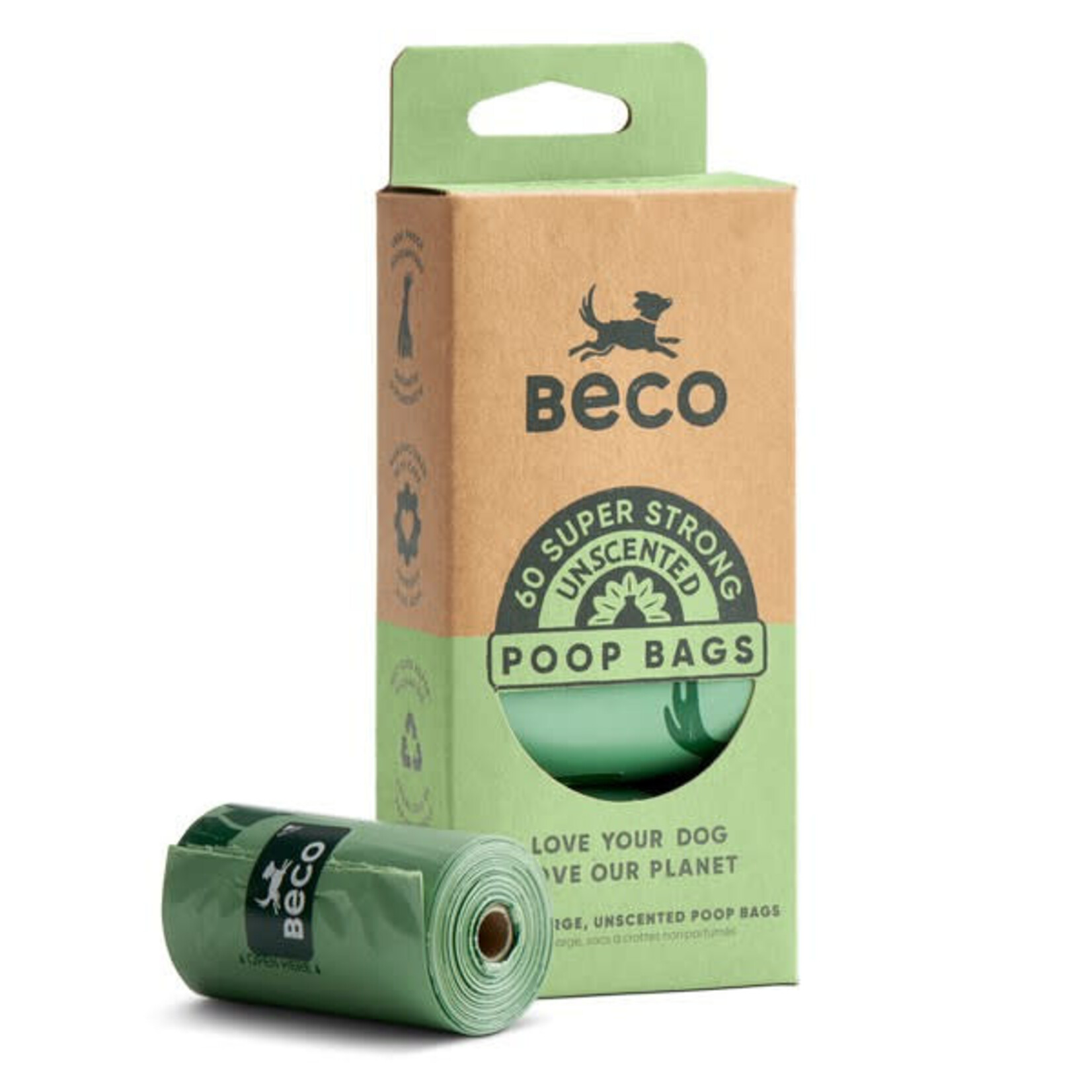 Beco Eco-Friendly Unscented Degradable Poop Bags with Handle, 60 bags