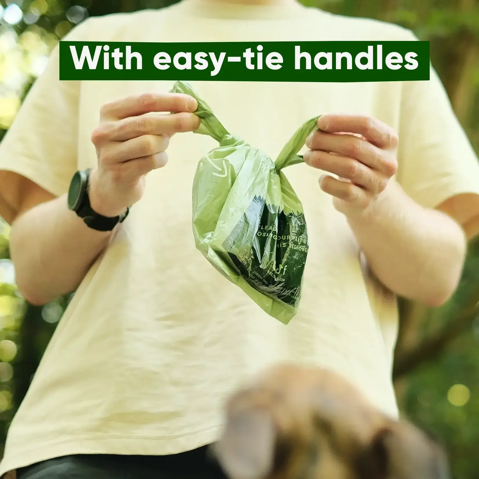 Beco Eco-Friendly Unscented Degradable Poop Bags with Handle, 60 bags