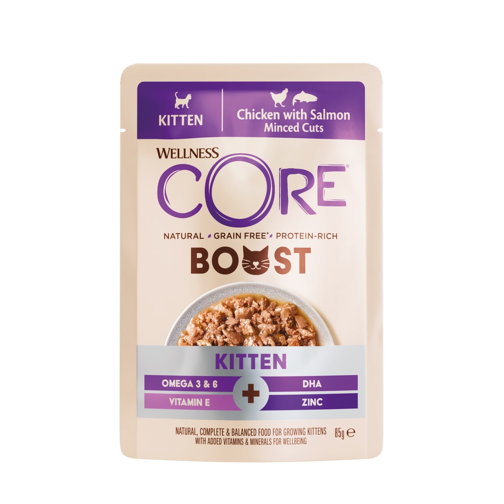 Wellness CORE Kitten Boost Wet Food, Chicken with Salmon 85g