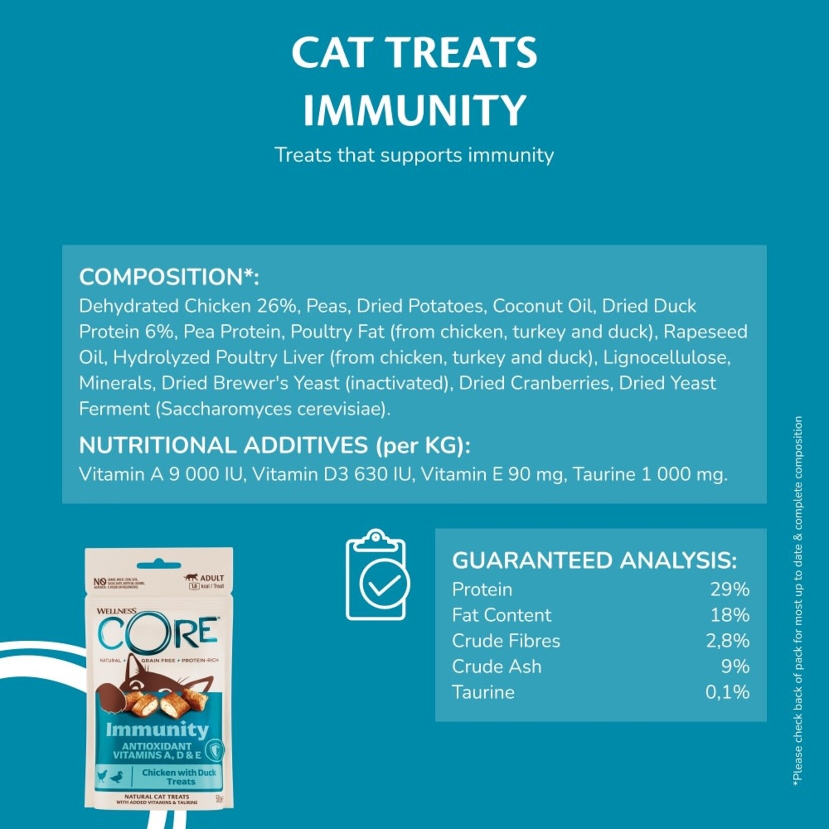 Wellness CORE Cat Immunity Treats, Chicken with Duck 50g