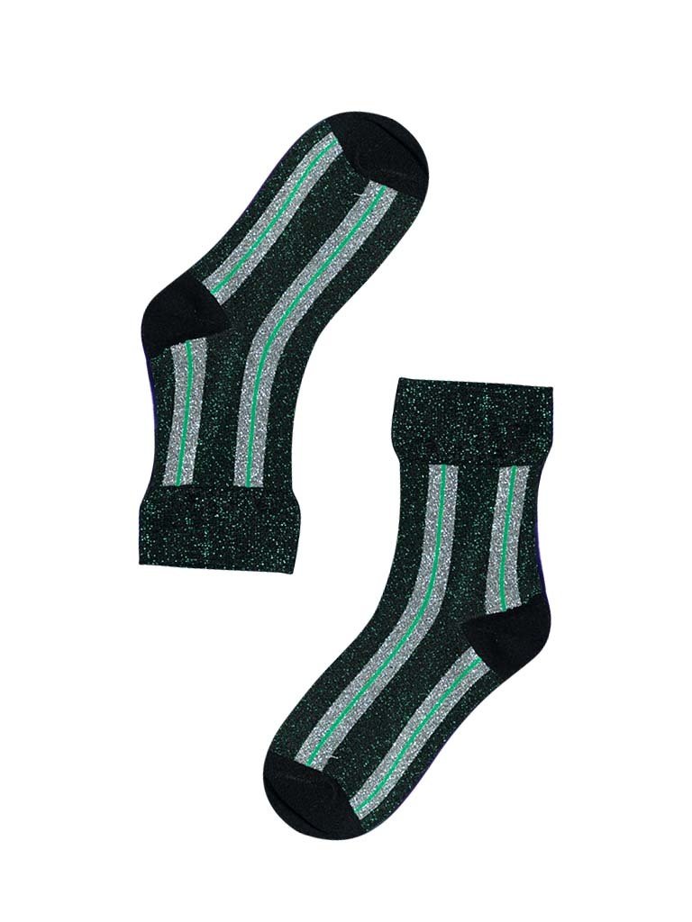 Socks Glitter Green - Silver