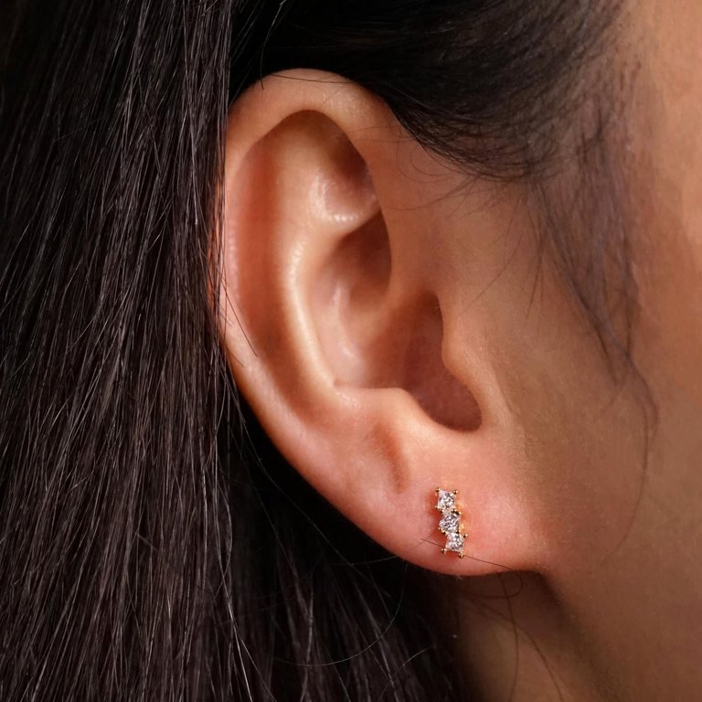 Line-up Diamonds Plated Earring