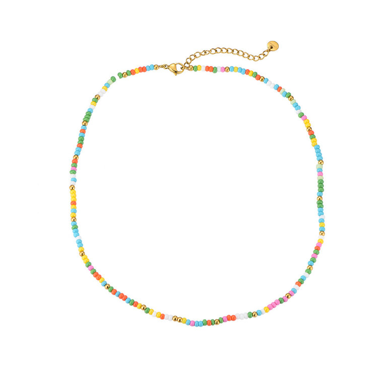 Bally Colorful Beads Stainless Steel Necklace