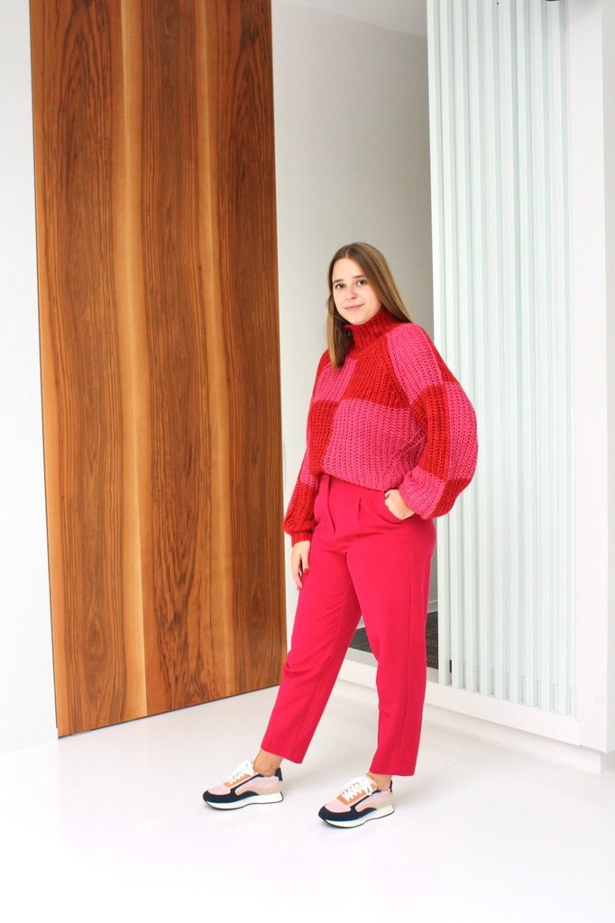 Kelly chunky pullover red/pink
