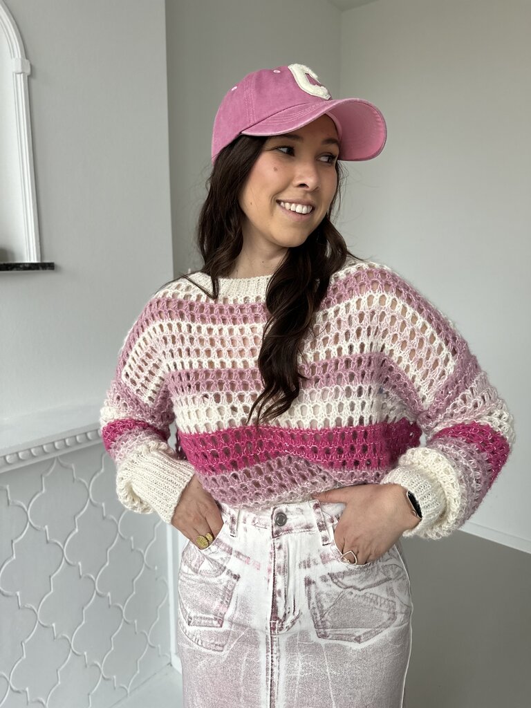 Manou crochet sweat pink