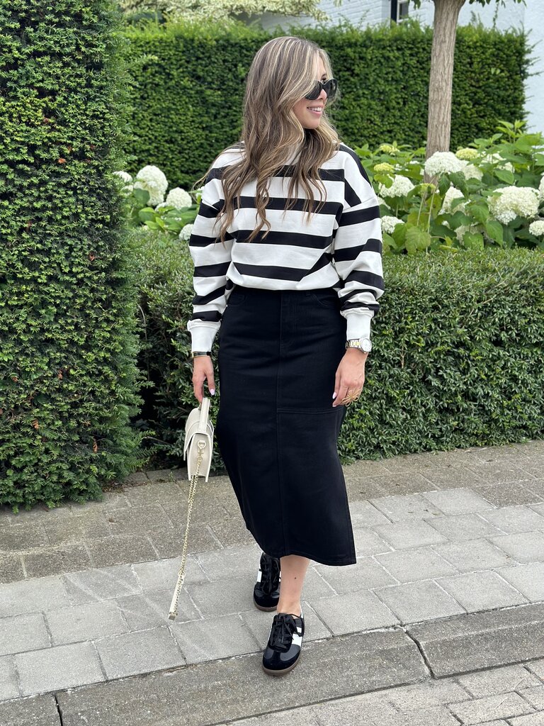 Ella striped sweater black