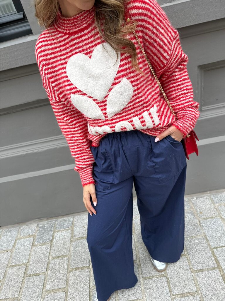 Amour striped knit red