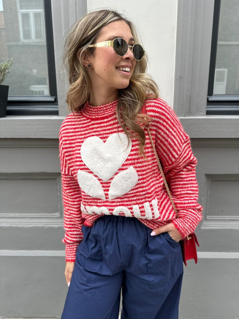 Amour striped knit red