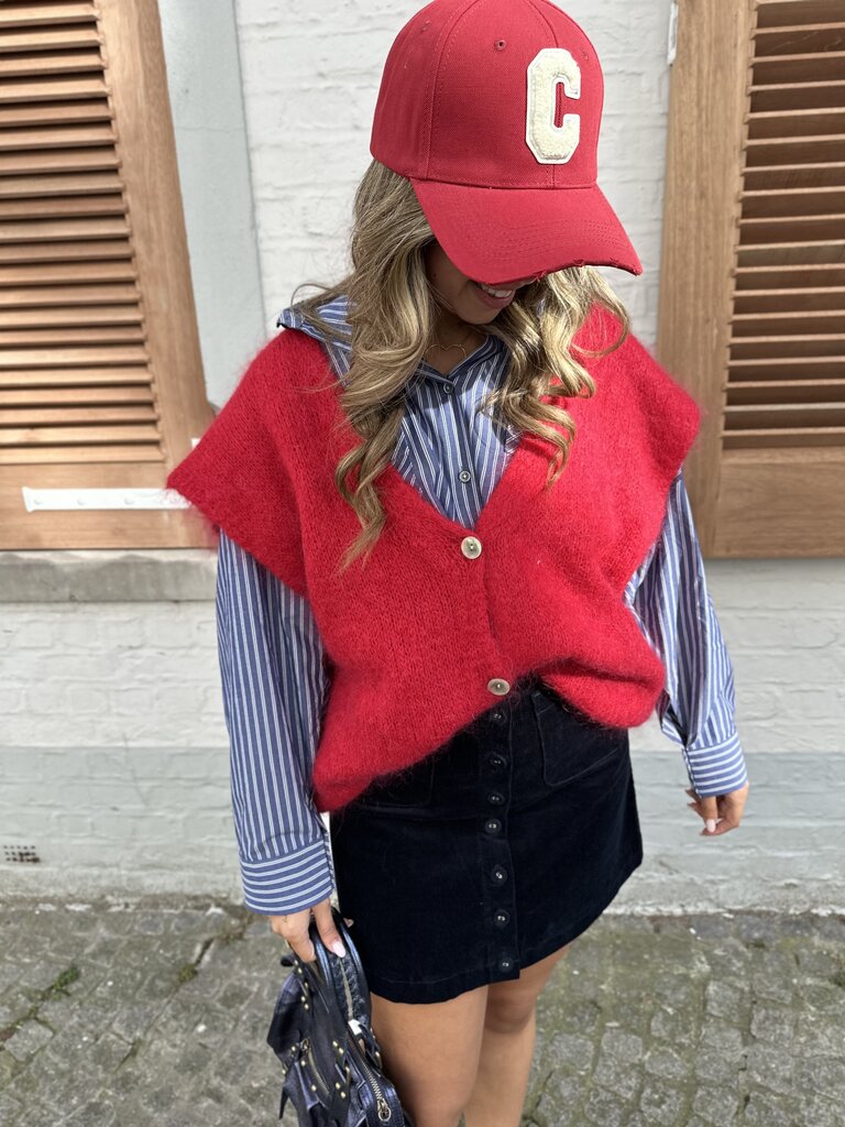 Lizo button knit red