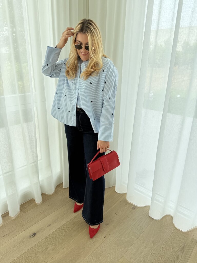 Zeidi bow blouse blue