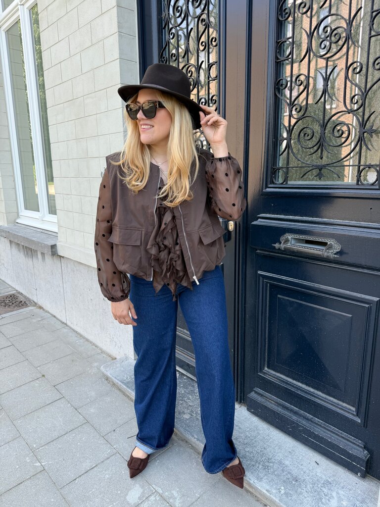 Polkadots blouse brown