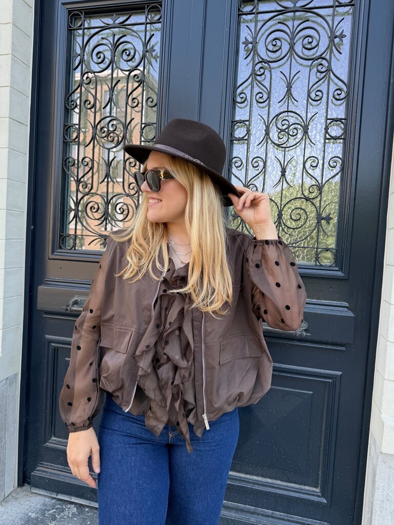 Polkadots blouse brown