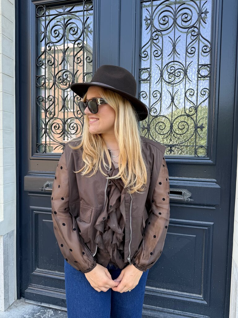 Polkadots blouse brown