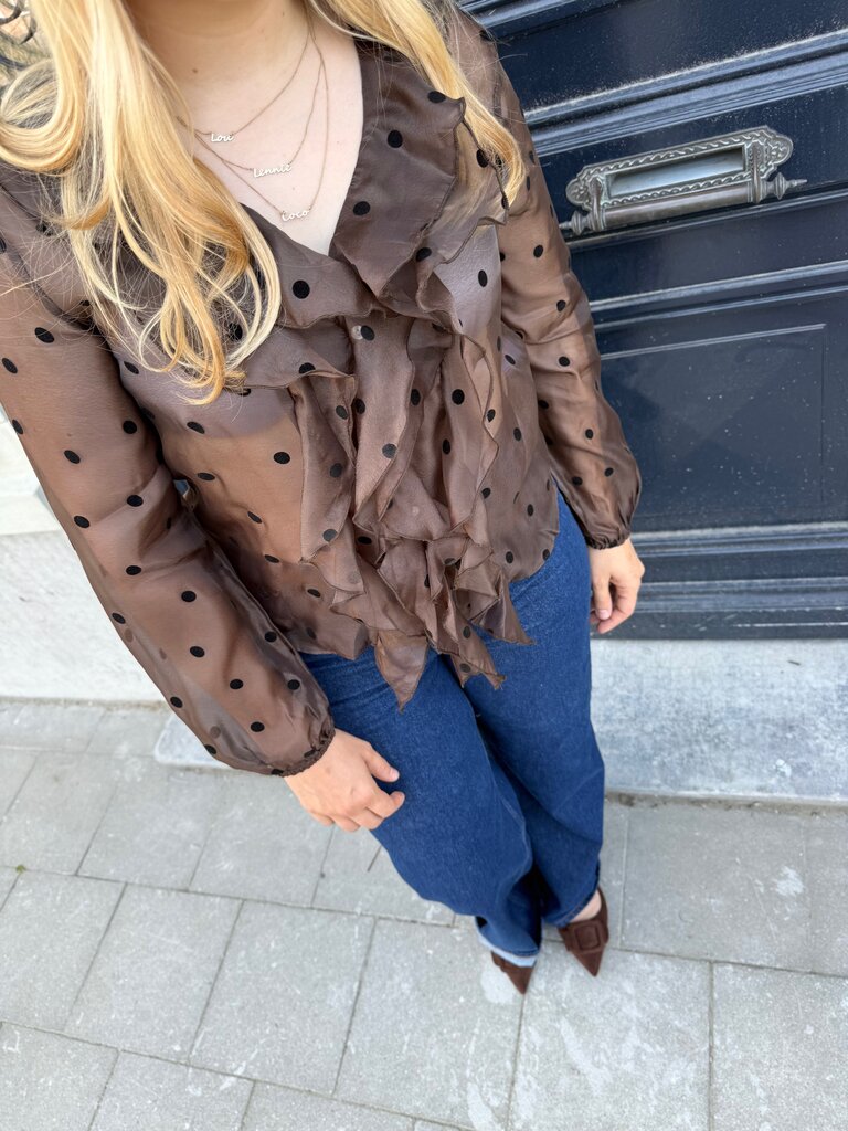 Polkadots blouse brown