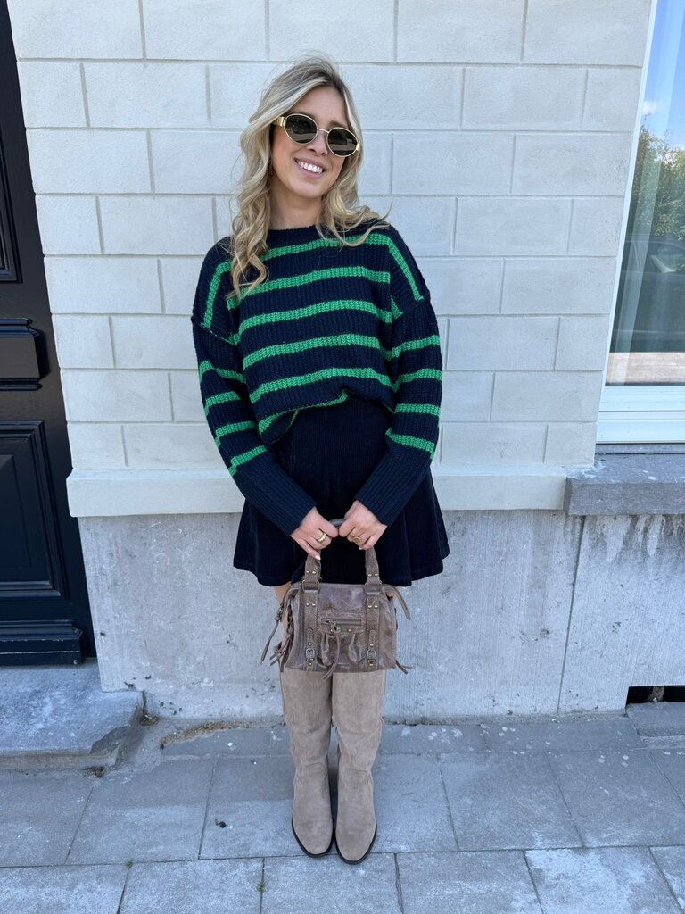 Mally knit navy/green