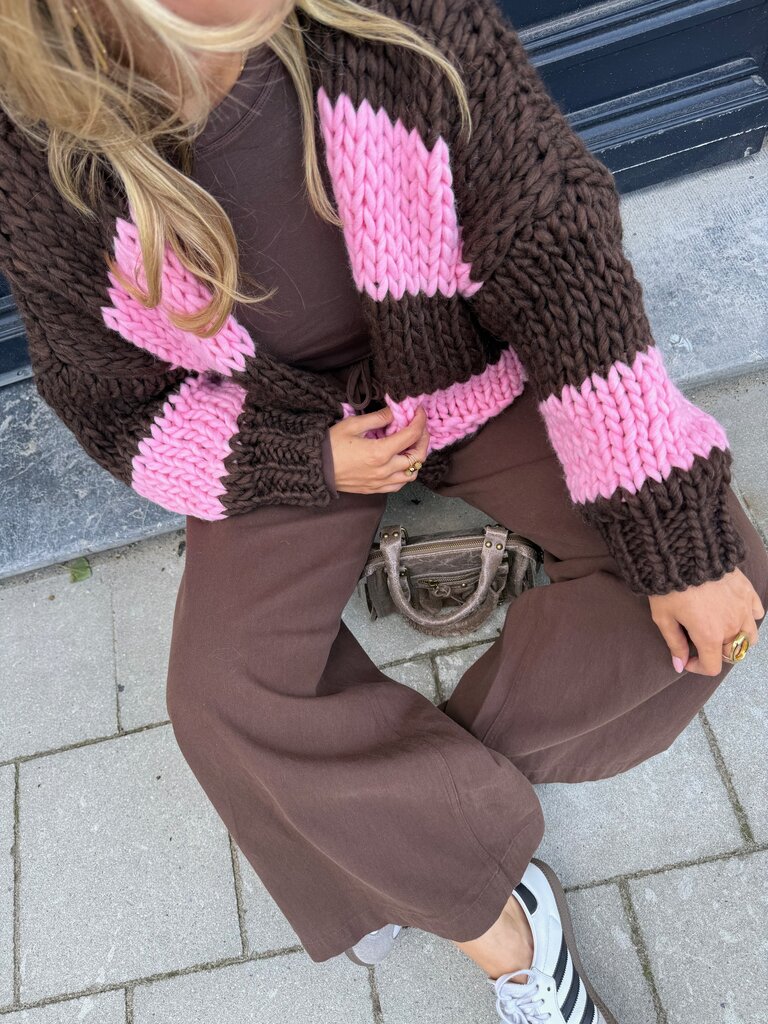 Babette chunky knit pink/brown