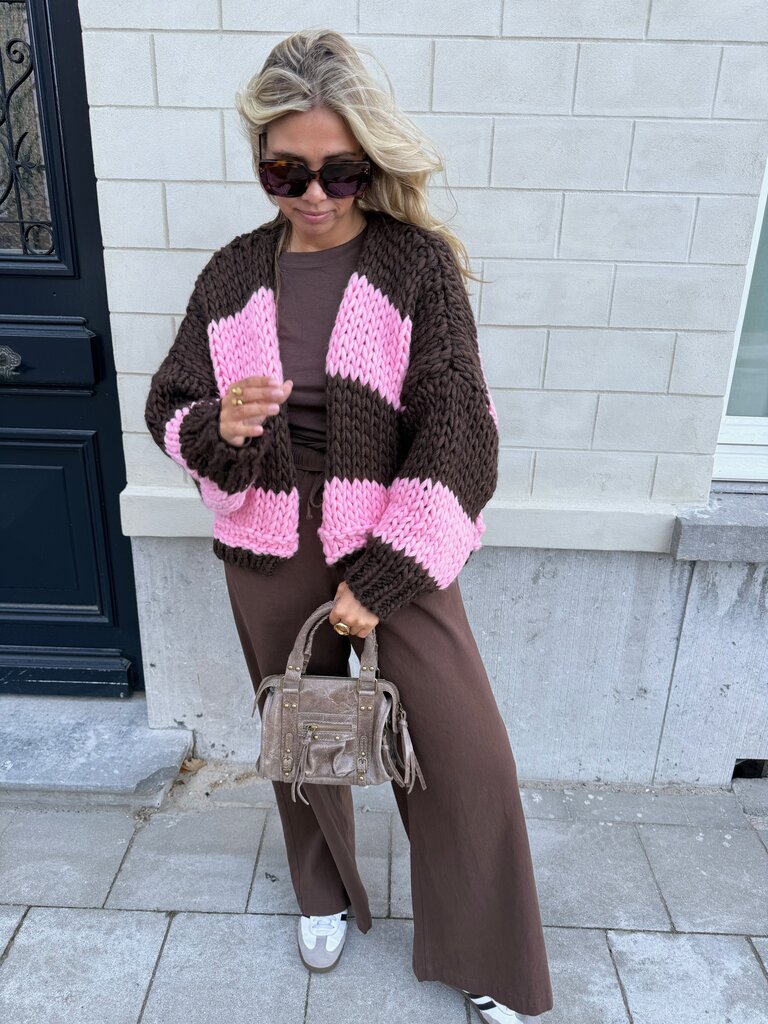Babette chunky knit pink/brown