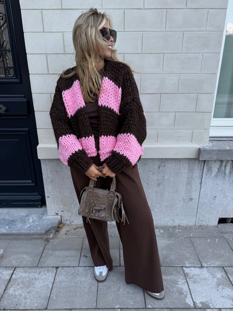 Babette chunky knit pink/brown