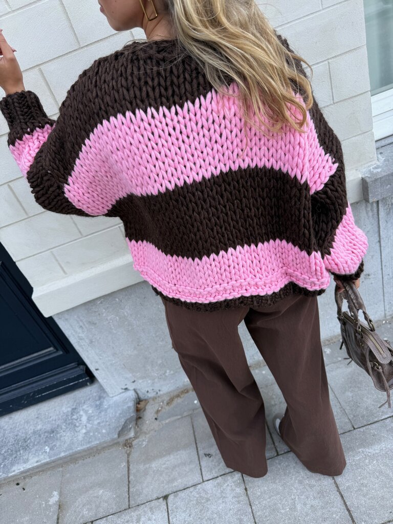 Babette chunky knit pink/brown