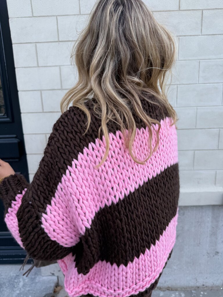 Babette chunky knit pink/brown
