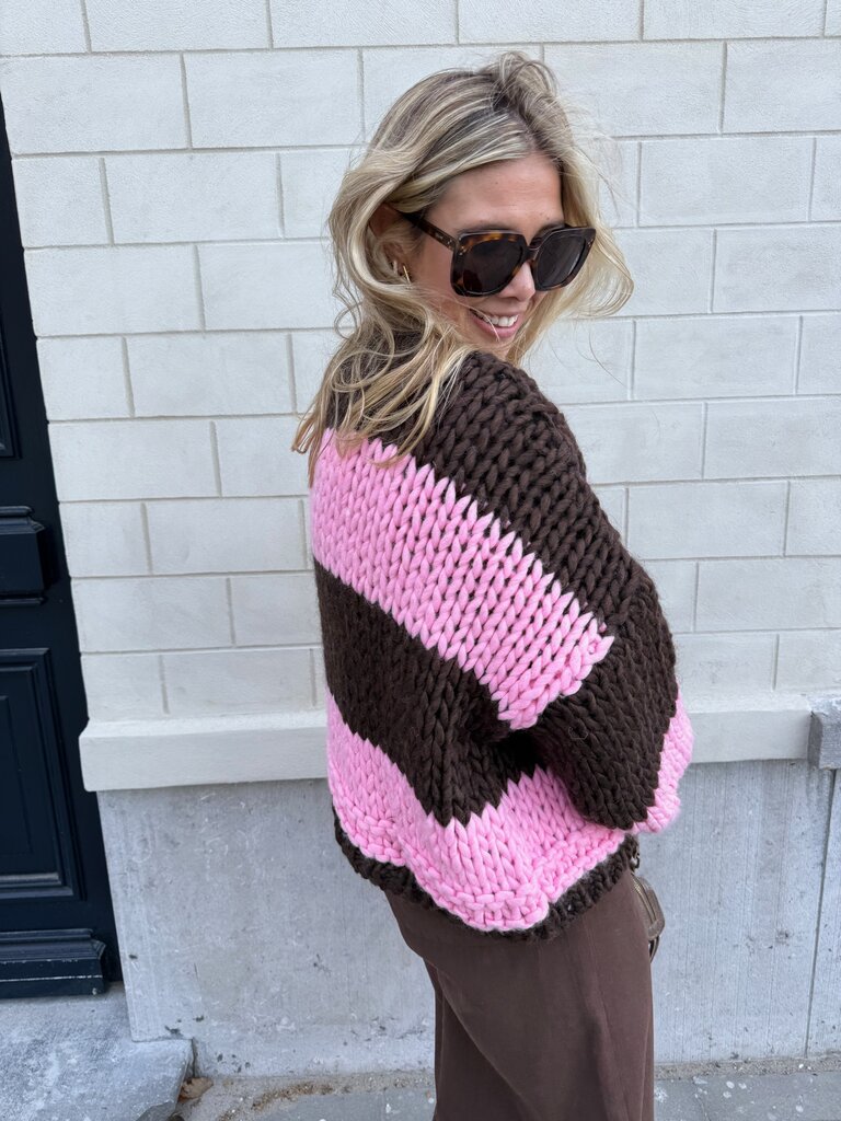 Babette chunky knit pink/brown