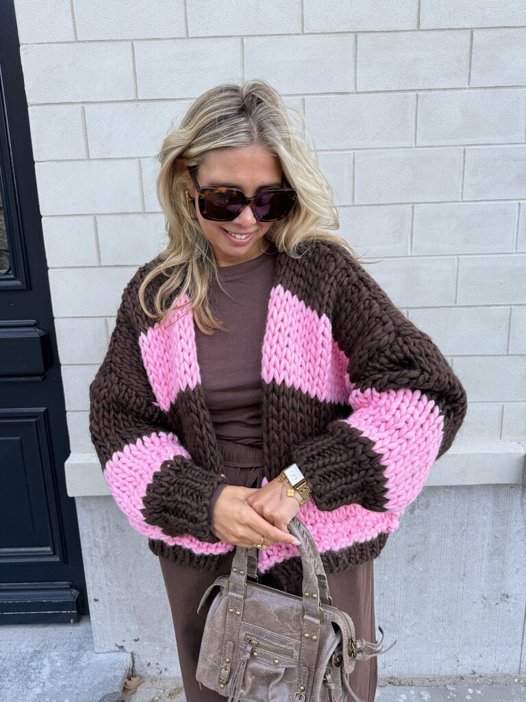 Babette chunky knit pink/brown
