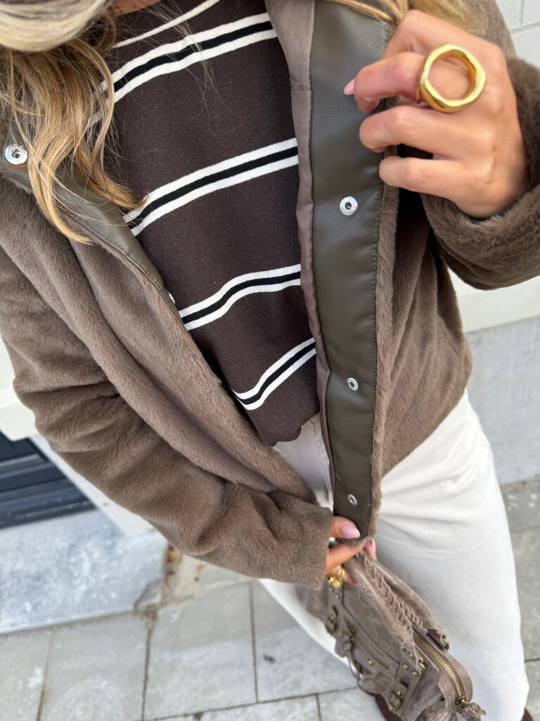 Macy faux fur jacket brown