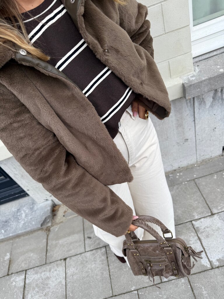 Macy faux fur jacket brown