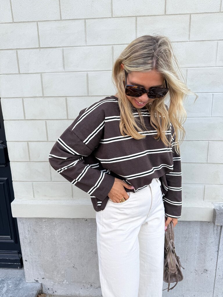 Lilou striped sweat brown