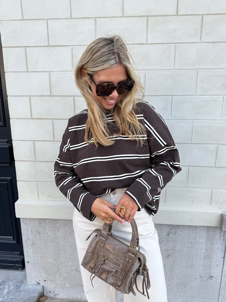 Lilou striped sweat brown