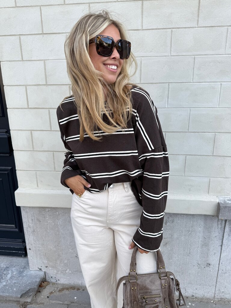 Lilou striped sweat brown