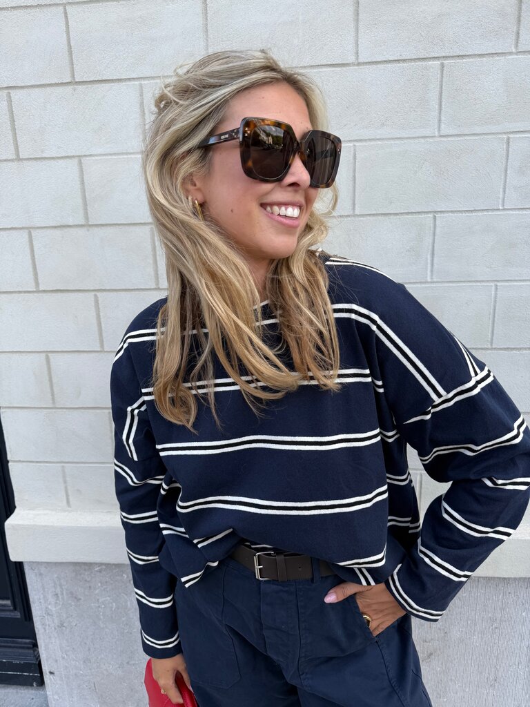 Lilou striped sweat navy blue