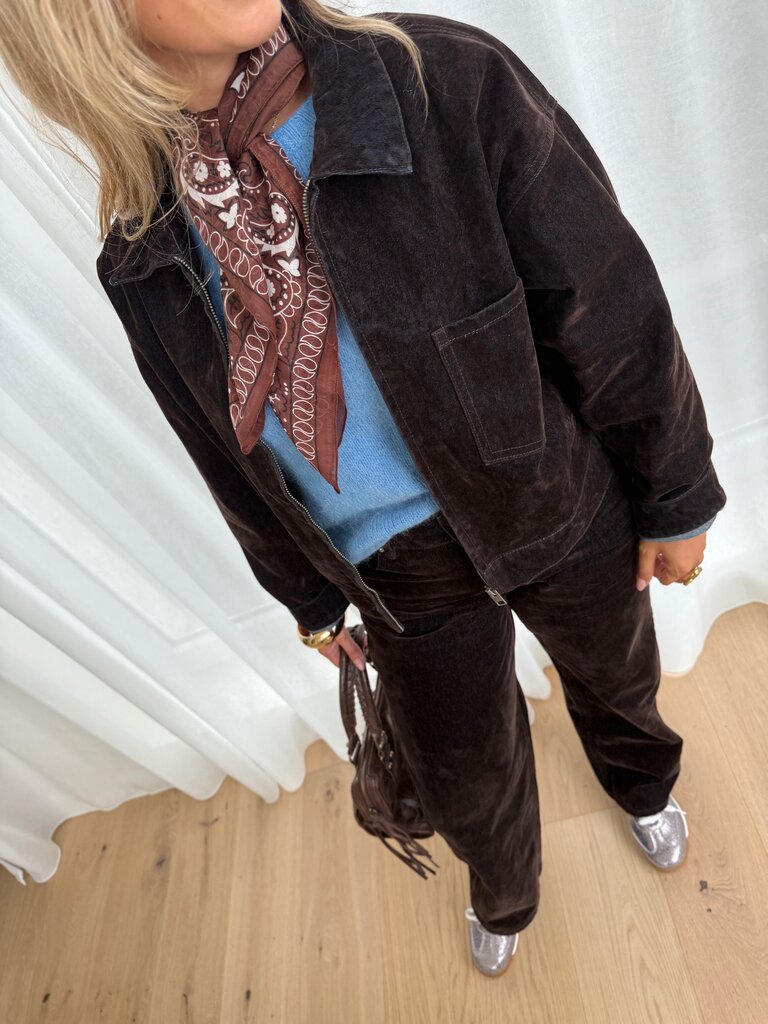 Mia flock jacket brown/blue